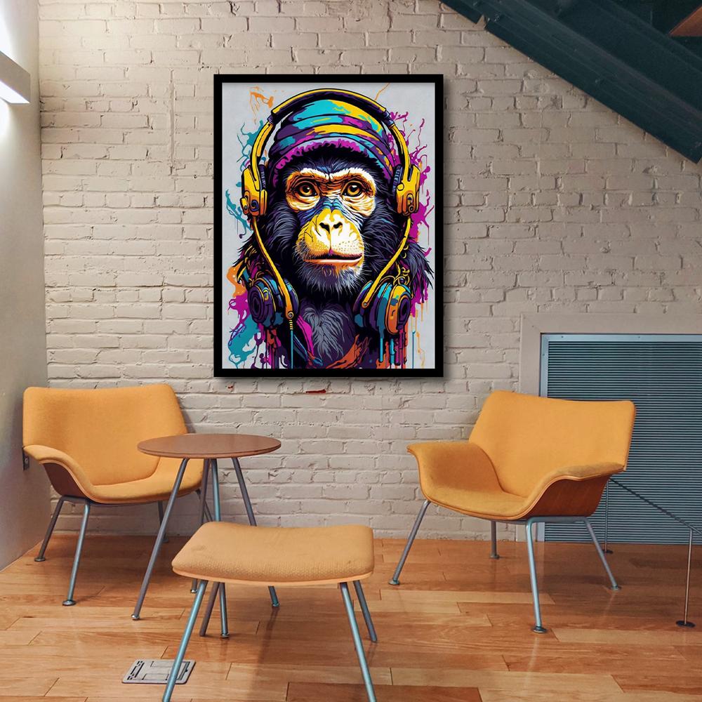 Cool Monkey with Headphones | Wall Art