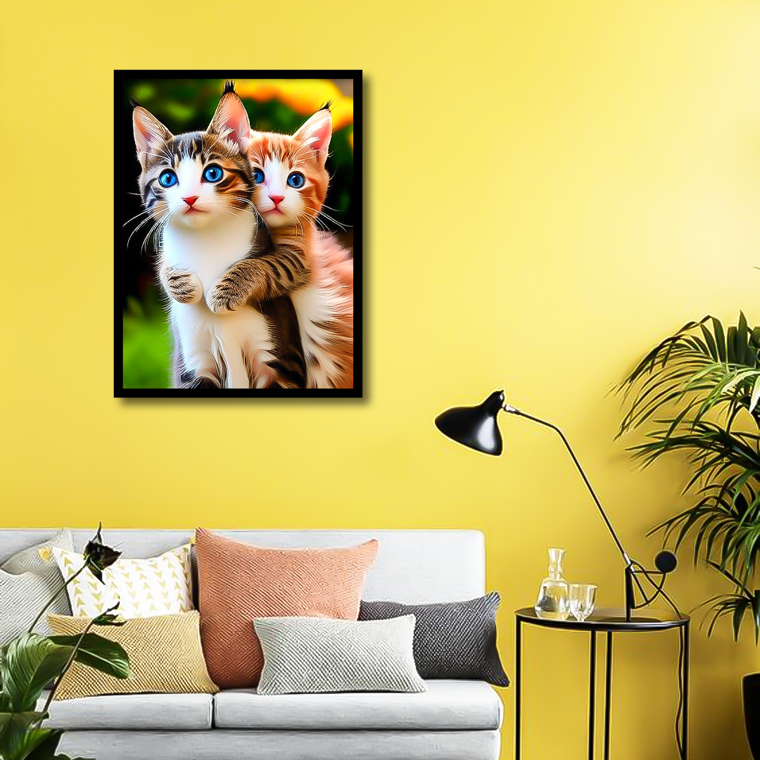 Cute Cats Hugging Each Other | Wall Art