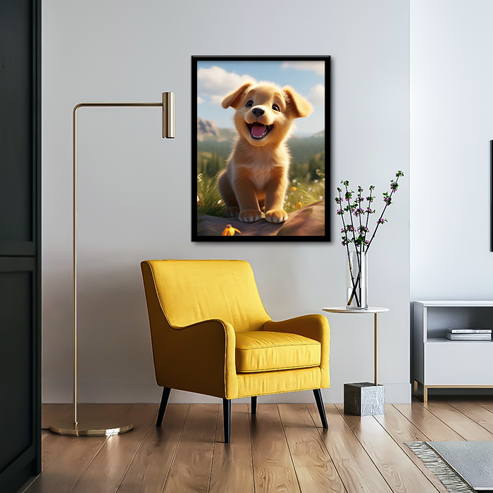 Cute Puppy & Nature Canvas Frame | Wall Art