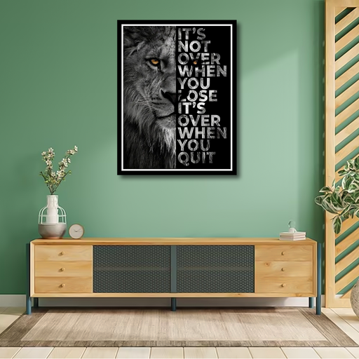 Modern Wild Lion Motivational Quote Canvas Frame