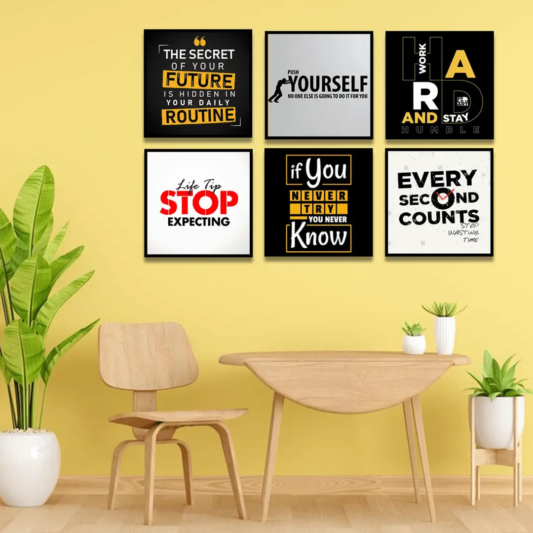 INSPIRING BRUSH Positive Quotes  (6 Panel) Wall Art