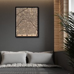 PARIS FRANCE CITY MAP Canvas Frames Wall Art