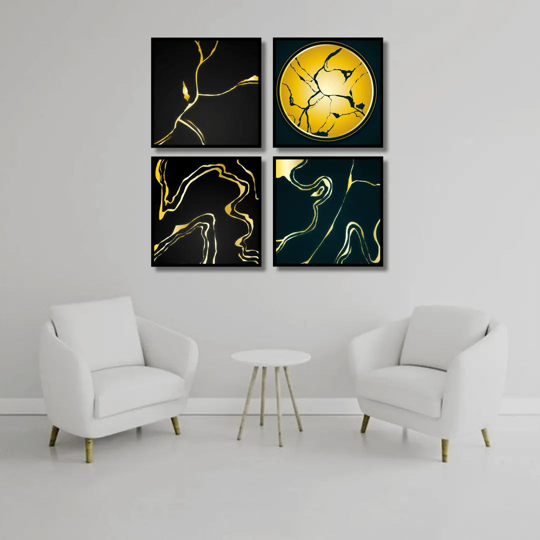 Realistic kintsugi (4Panel) Wall Art