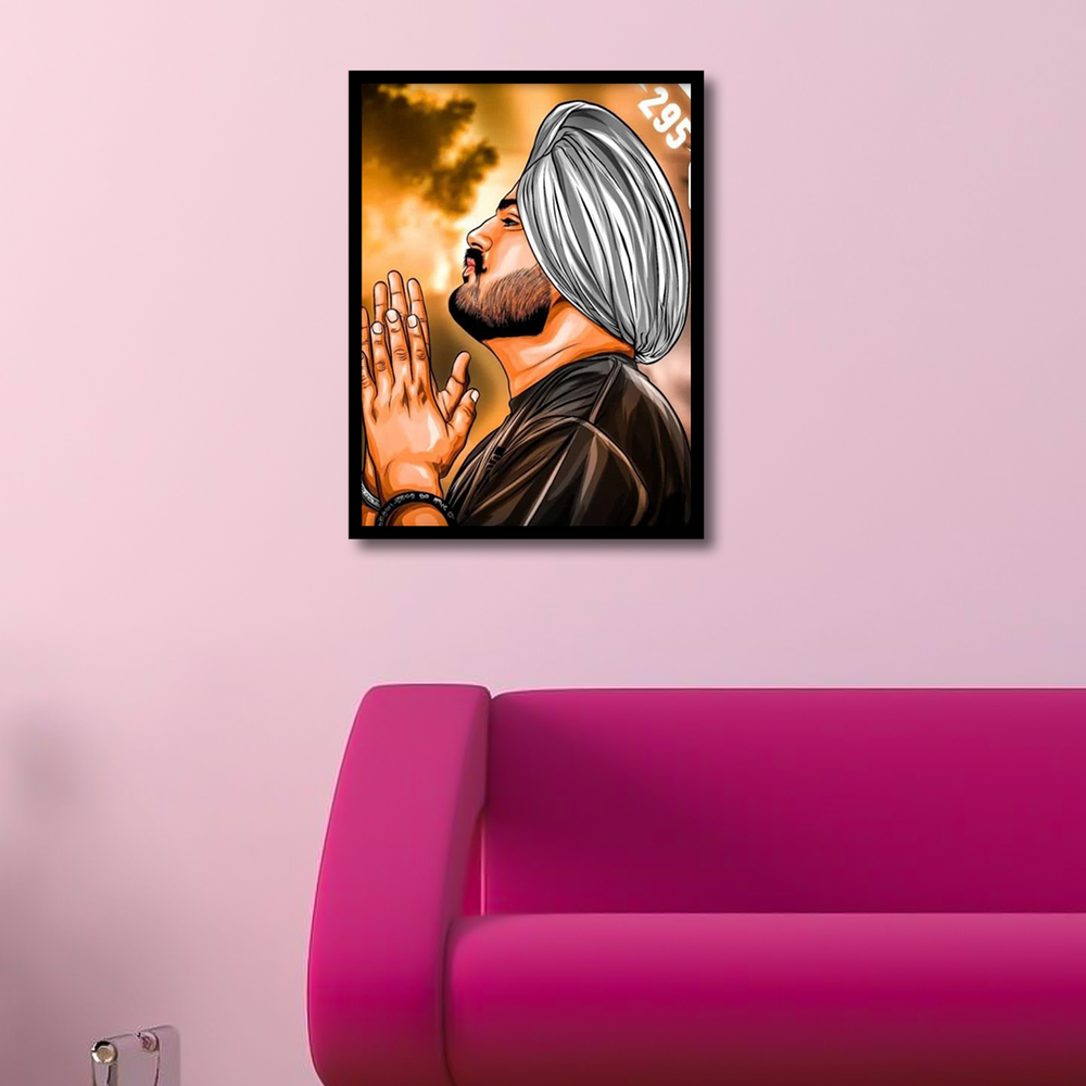 Sidhu Moosewala AI Sketch Wall Art