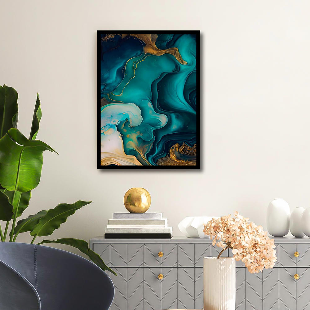 Blue Gold Marble Canvas Frames | Wall Art 