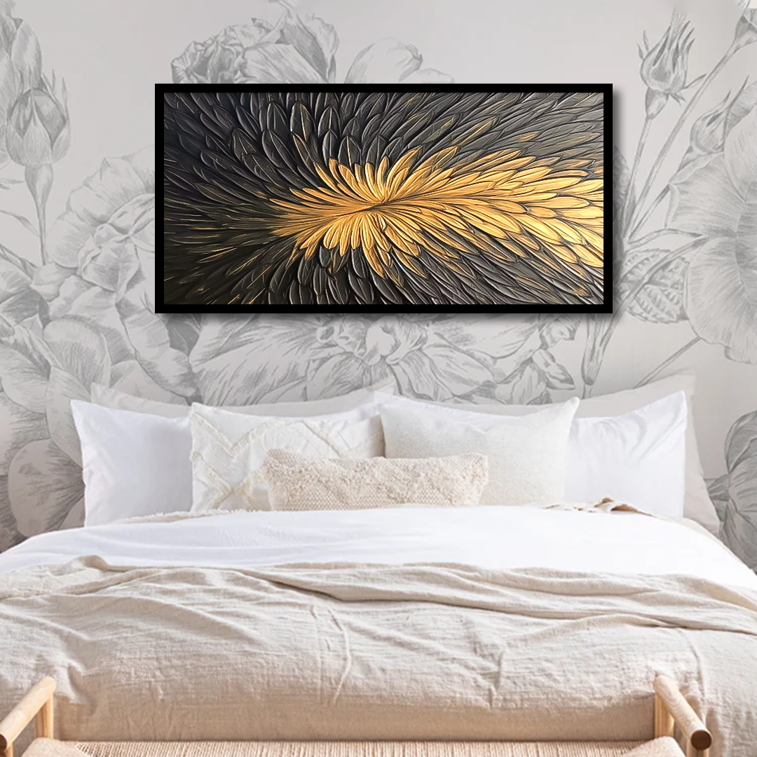 Gold Feather Canvas Frames | Wall Art 