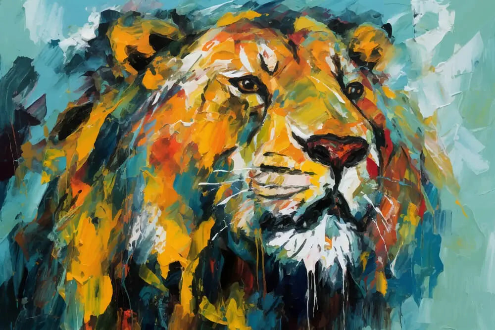Vintage Lion (4 Panel)  Wall Art