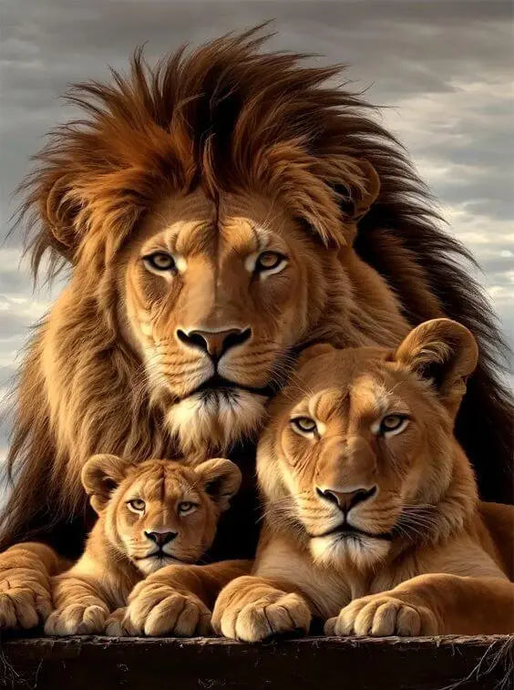 Vintage Lion (4 Panel)  Wall Art