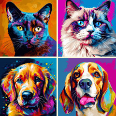 Colorful Animals Diamond Art (4panel) Wall Art