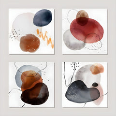 Colorful Watercolor Stain Badge (4Panel) Wall Art