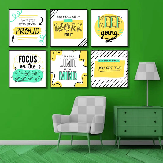 Yellow Teak Positive Inspirational (6 Panel) Wall Art