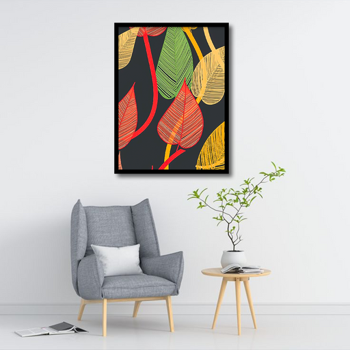 Multi Color Leaves Pattern & Botanical Canvas Frames