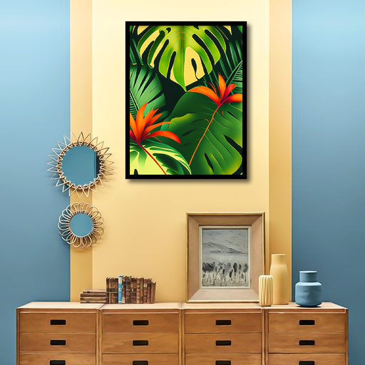 Tropical patterns, Large leaves Canvas Frames