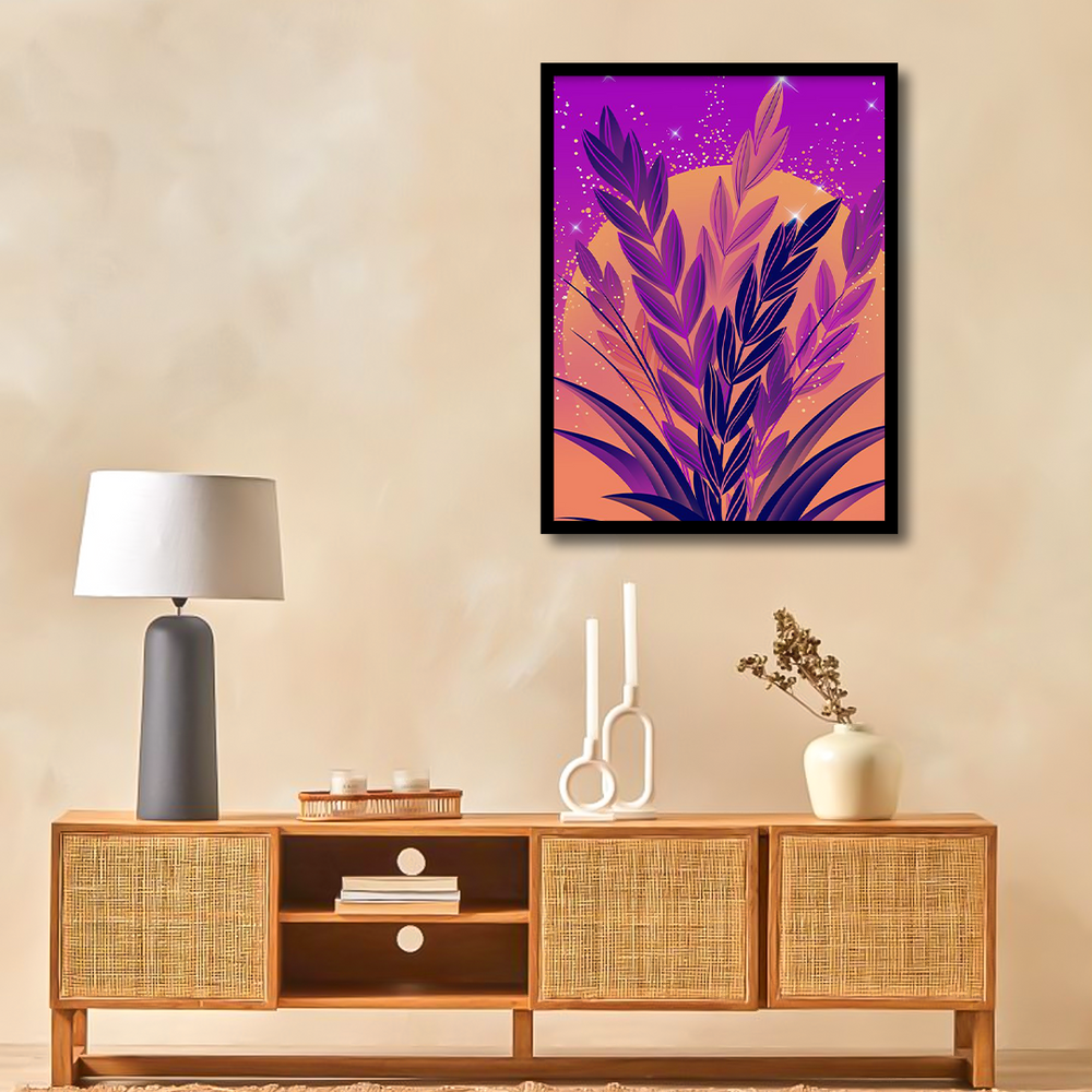 Natural abstract Purple Flower Wall Art