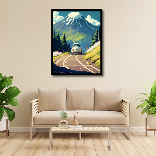 flyer of a vintage Volkswagen car Wall Art