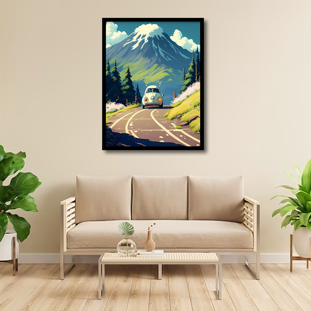 flyer of a vintage Volkswagen car Wall Art
