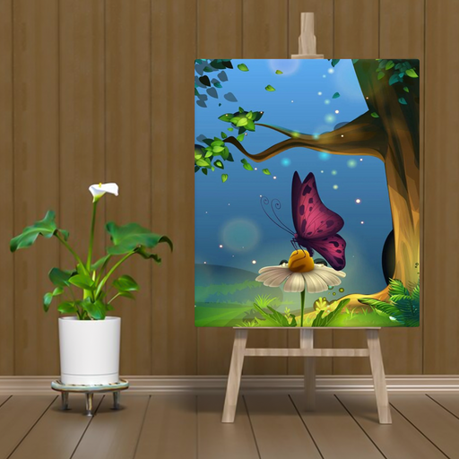 Nature scene with butterfly | Handmade Painting
