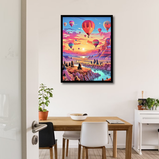 Hot Air Balloons flying over the Hills Canvas Frames