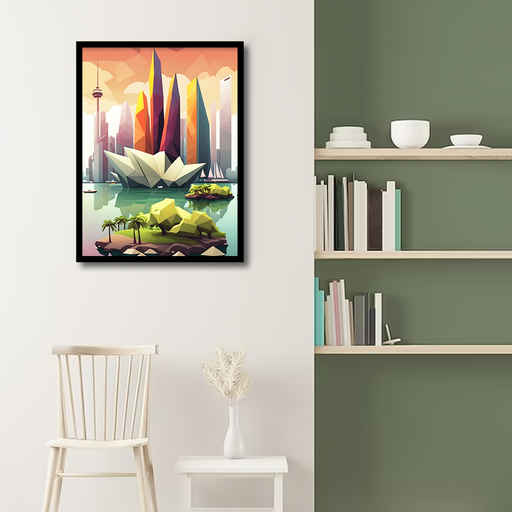 Singapore in cubism style Canvas Frames