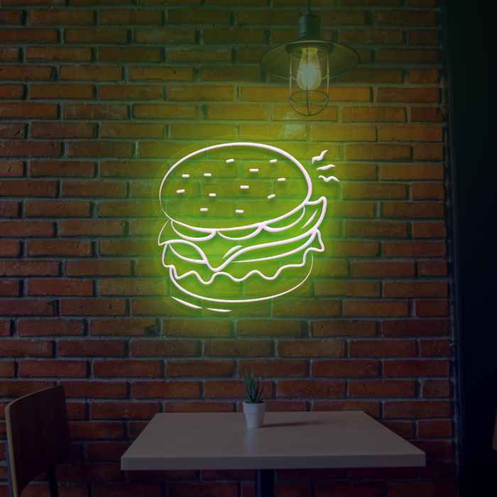 Glowing burger Neon Sign