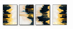 Black and Gold Abstract Textured (4 Panel) Wall Art