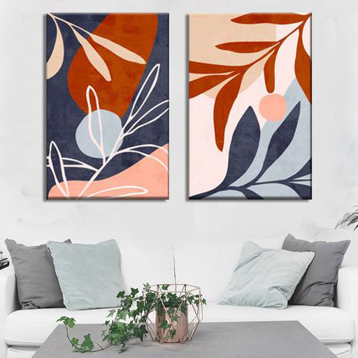 Set Of 2 Abstract plant leaf