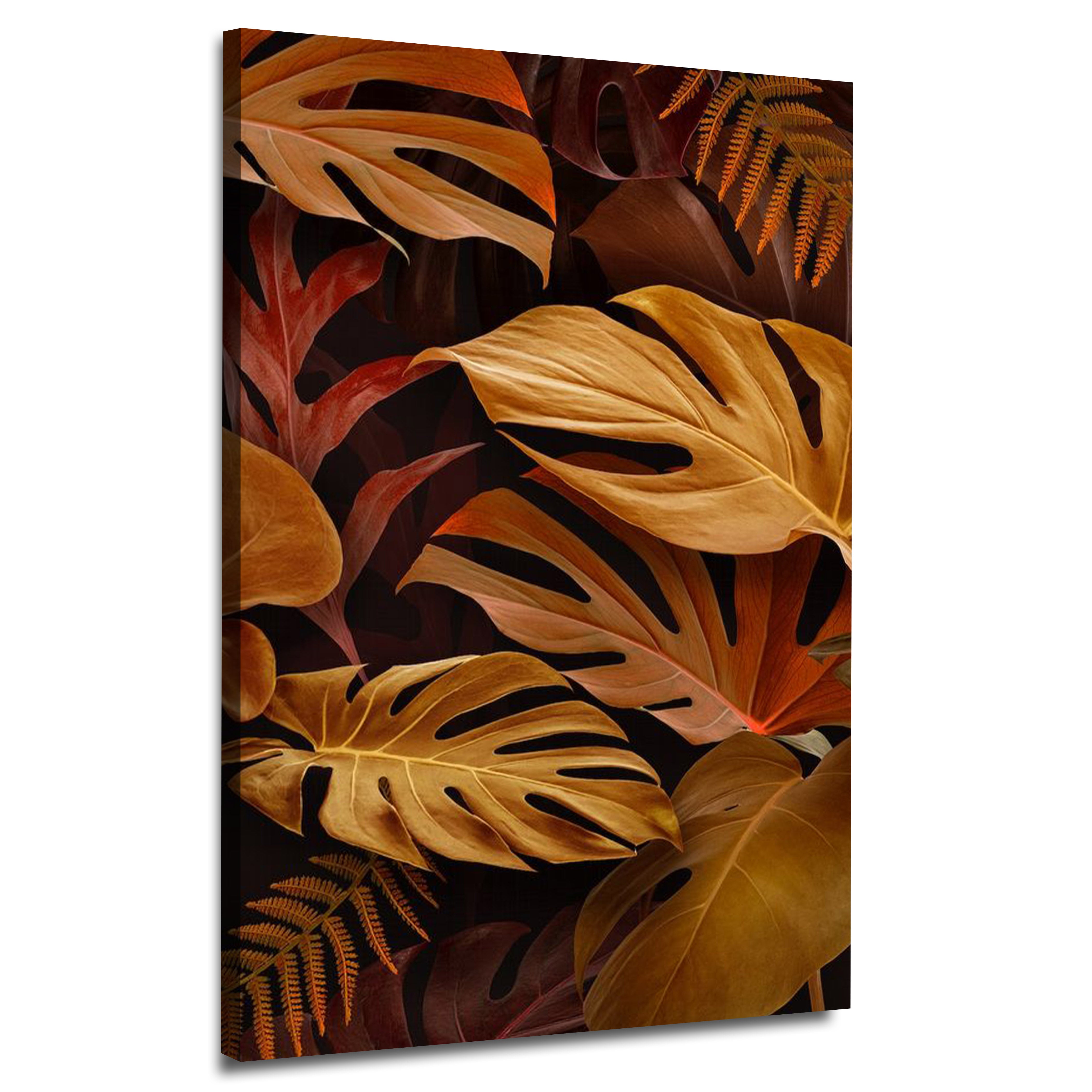 Brown Monstera Deliciosa leaves Design | Wall Art