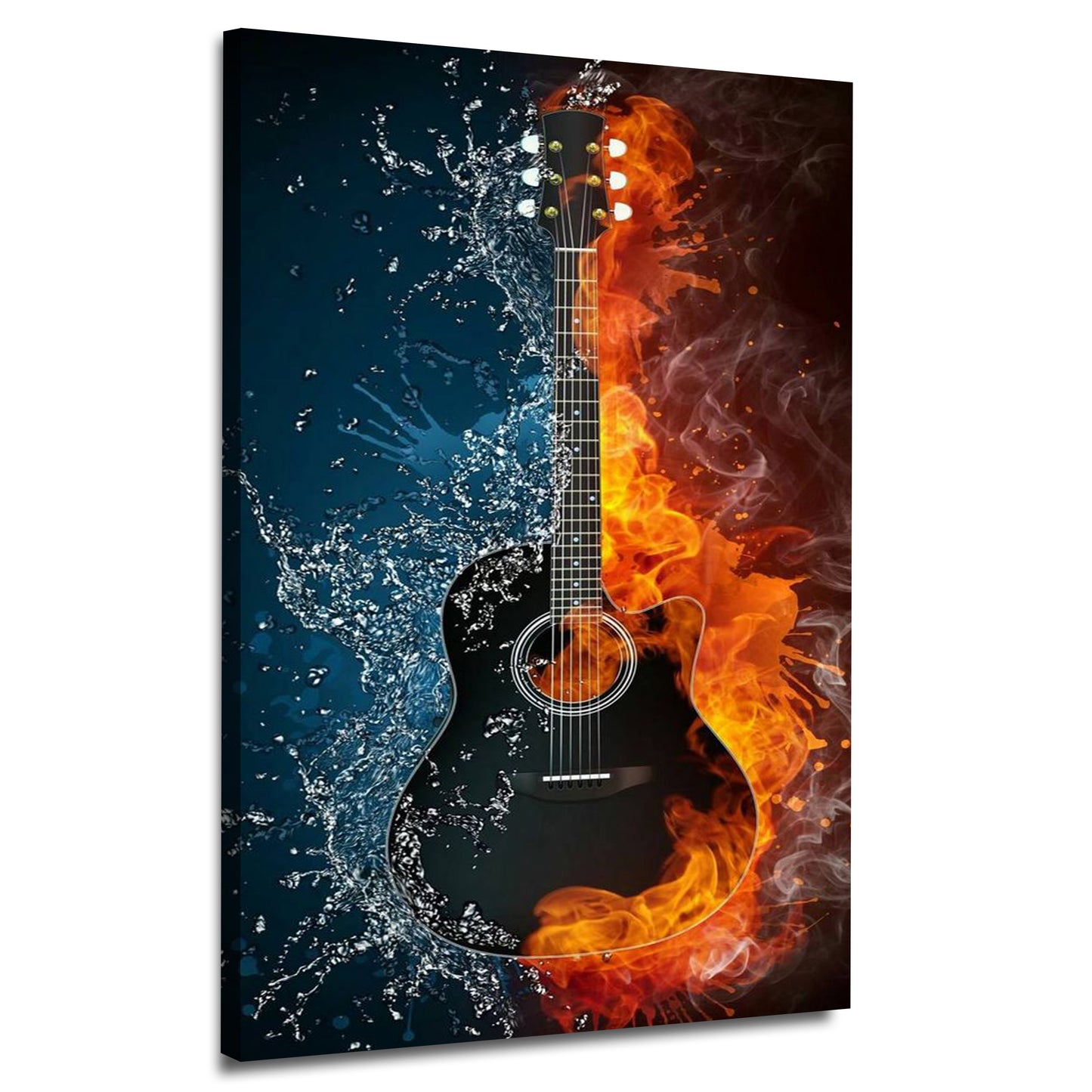 Acoustic Guitar Fire Water | Wall Art