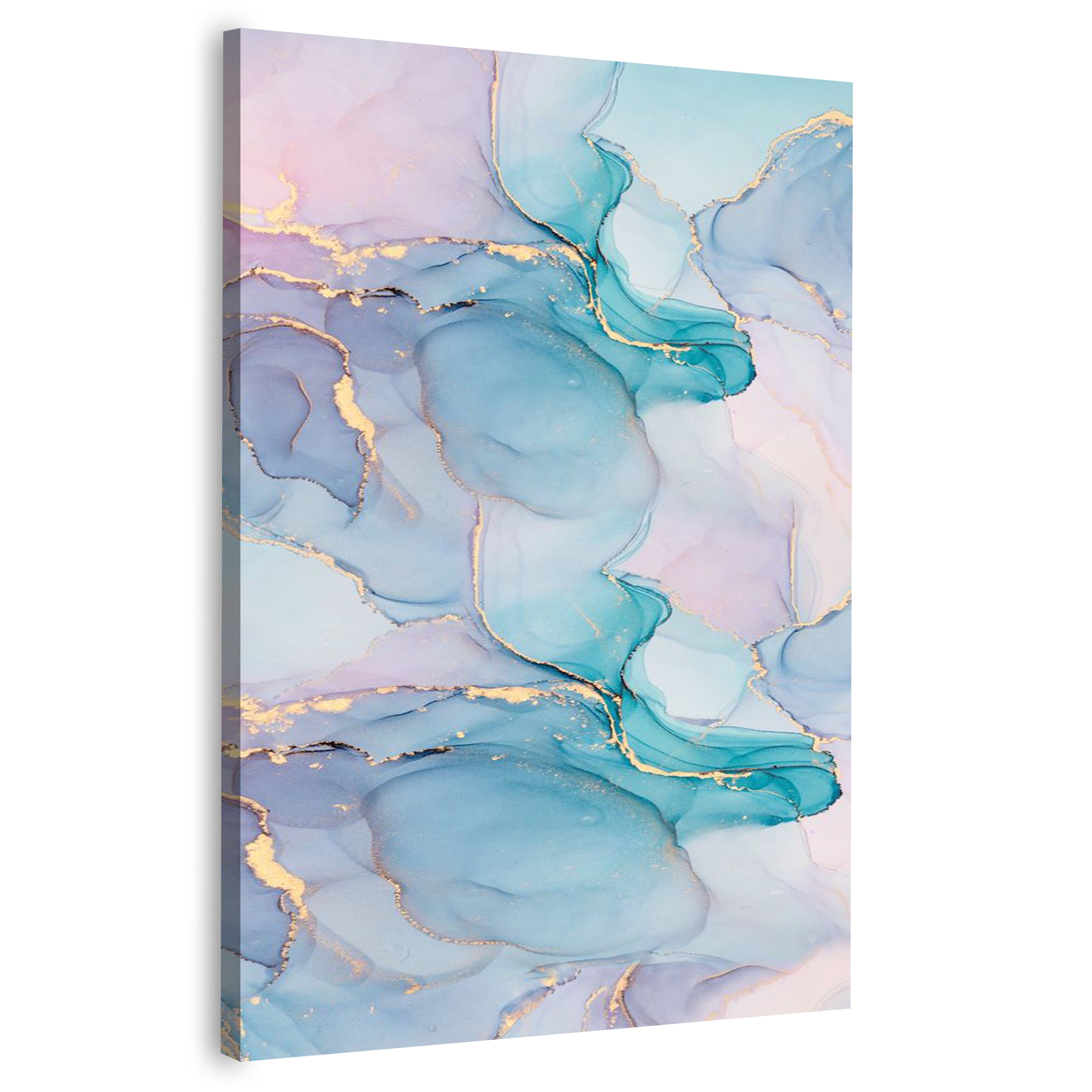 Swirled Pastel Gold Inkscape Water Canvas | Wall Art