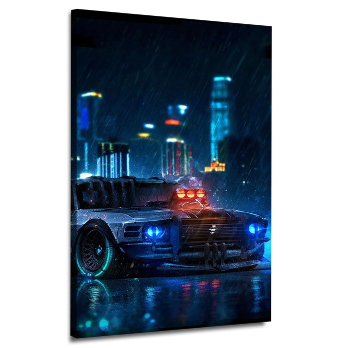 Neon Retrowave street racing car | Wall Art