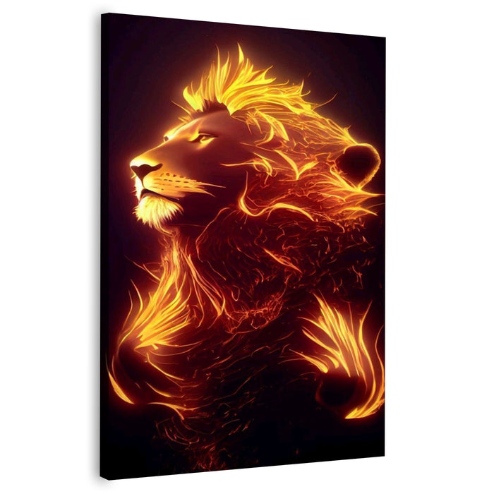 Lion with mane made of fire | Wall Art