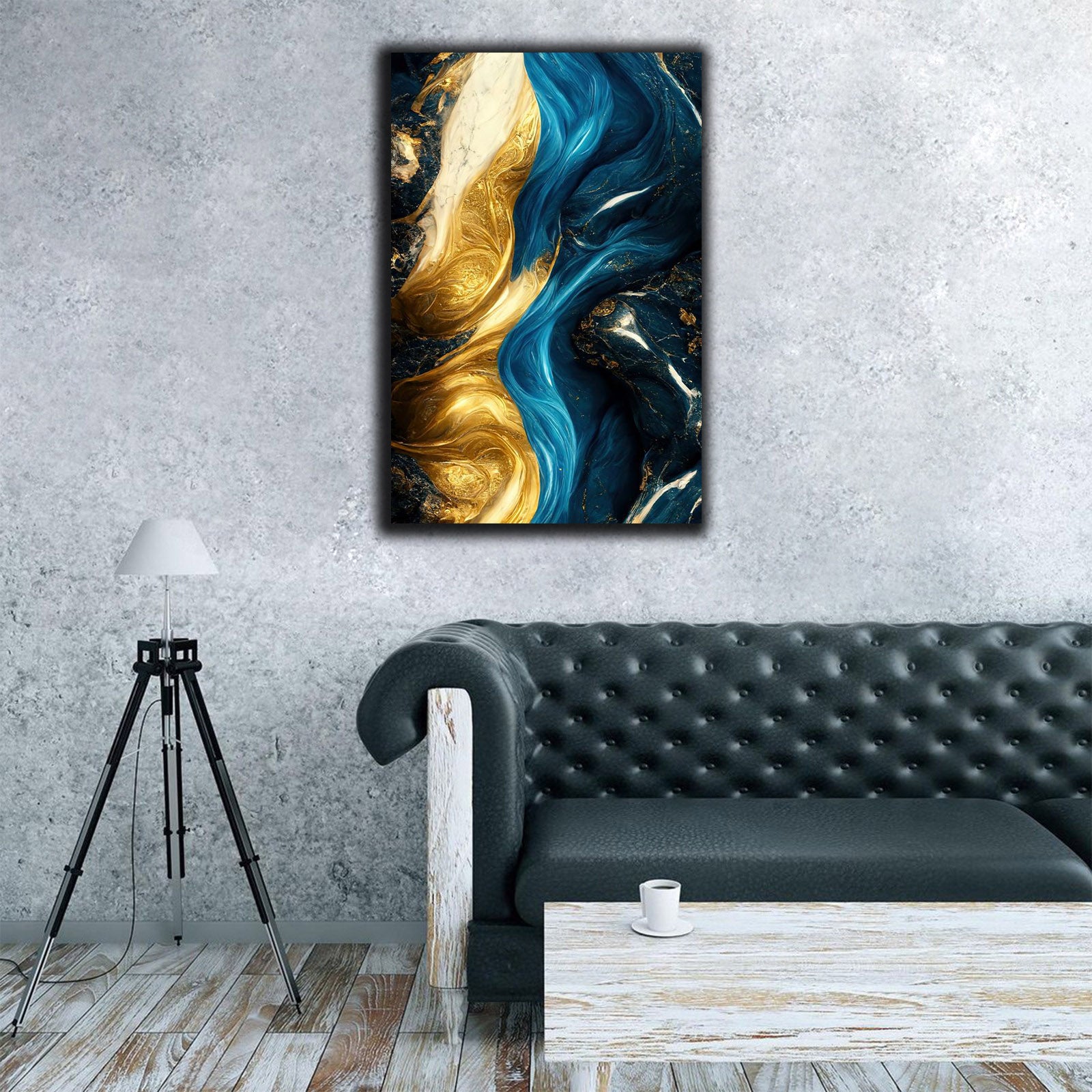 Rumlly Poster of Blue Gold Wave | Wall Art 