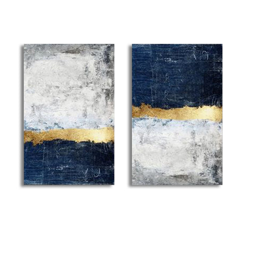 Set Of 2 Abstract Gold Foil White Block