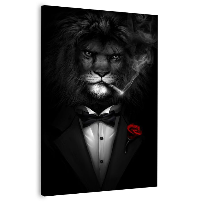 Smoking Lion Canvas Painting | Wall Art