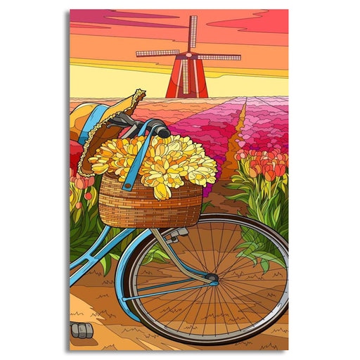 Old Colourful Bike With Flowers Stock | Wall Art