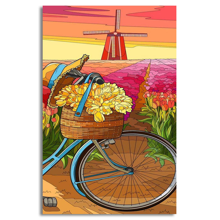 Old Colourful Bike With Flowers Stock