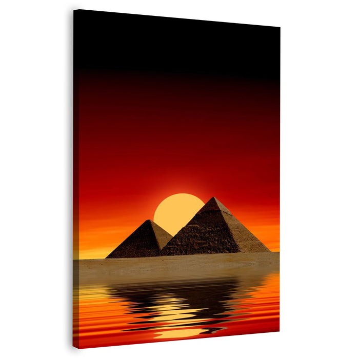 Ancient Pyramids in Sunset | Premium Canvas