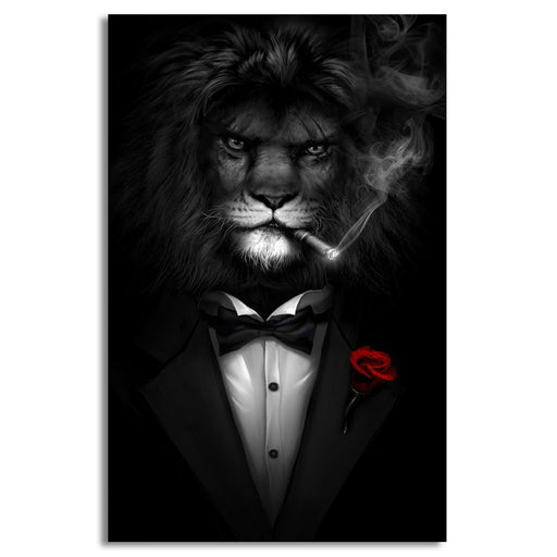 Smoking Lion Canvas Painting | Wall Art