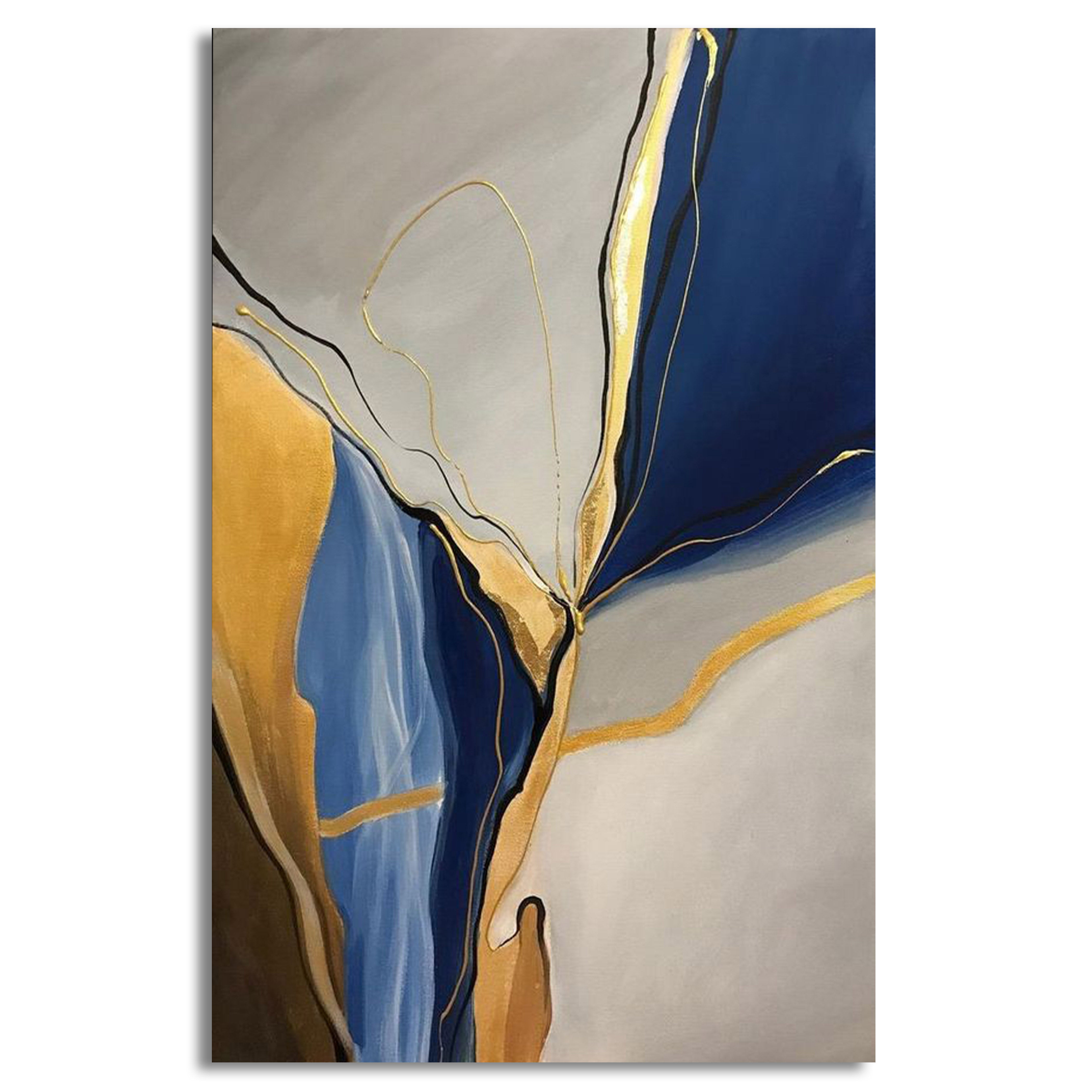 Blue Beige Gold Abstract Painting | Wall Art