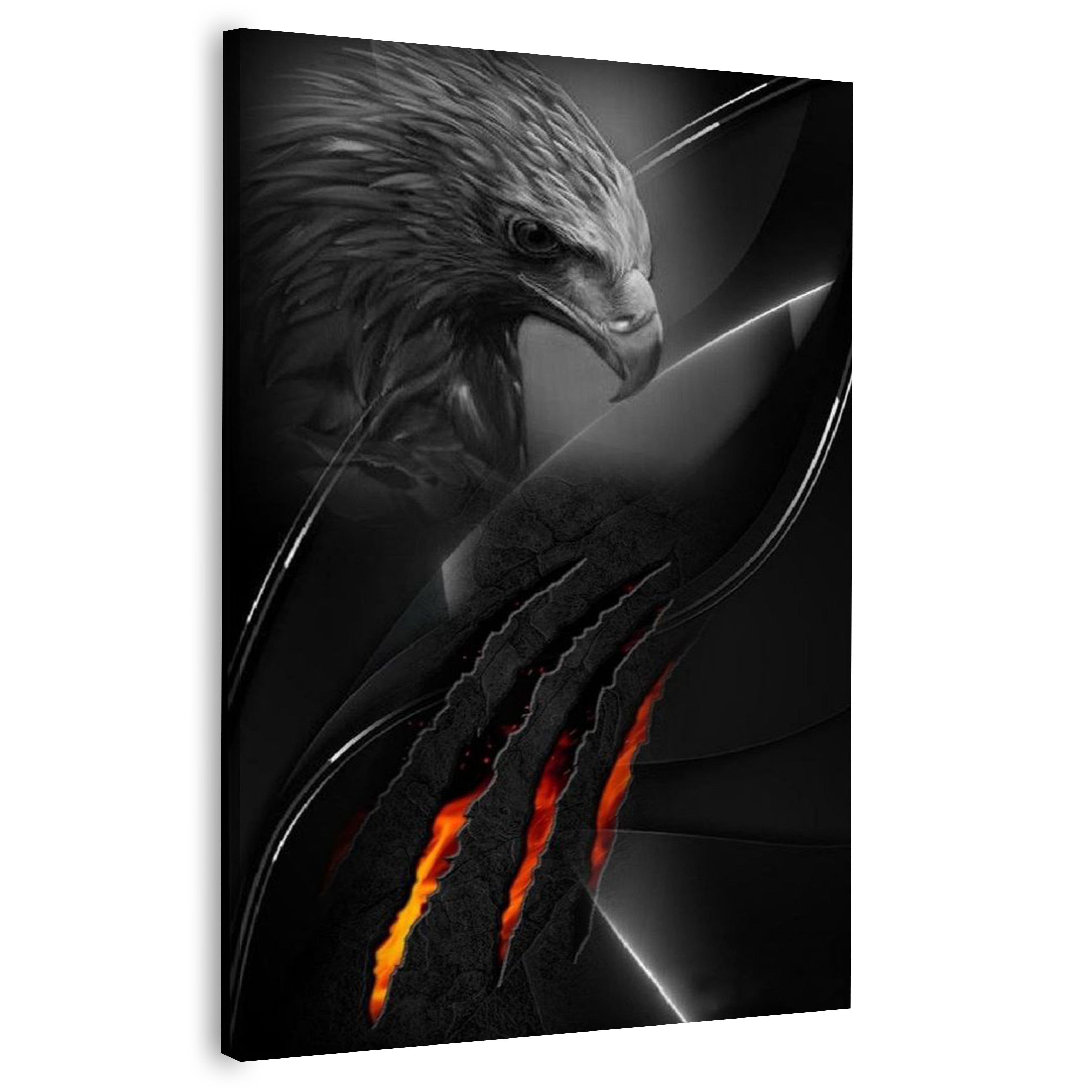 Eagle Portrait With Fire Wings | Wall Art