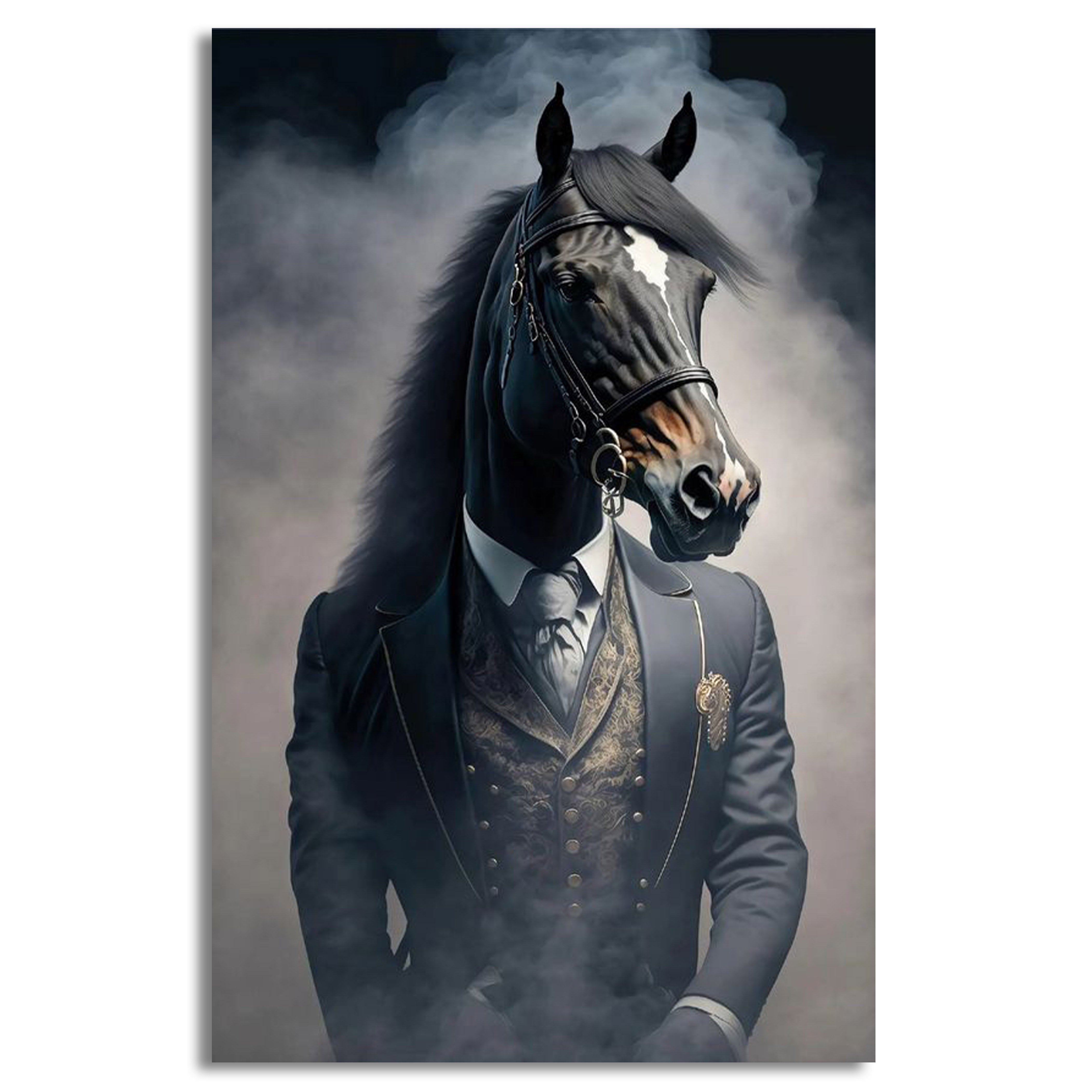 Black and White Horse In a Suit | Wall Art