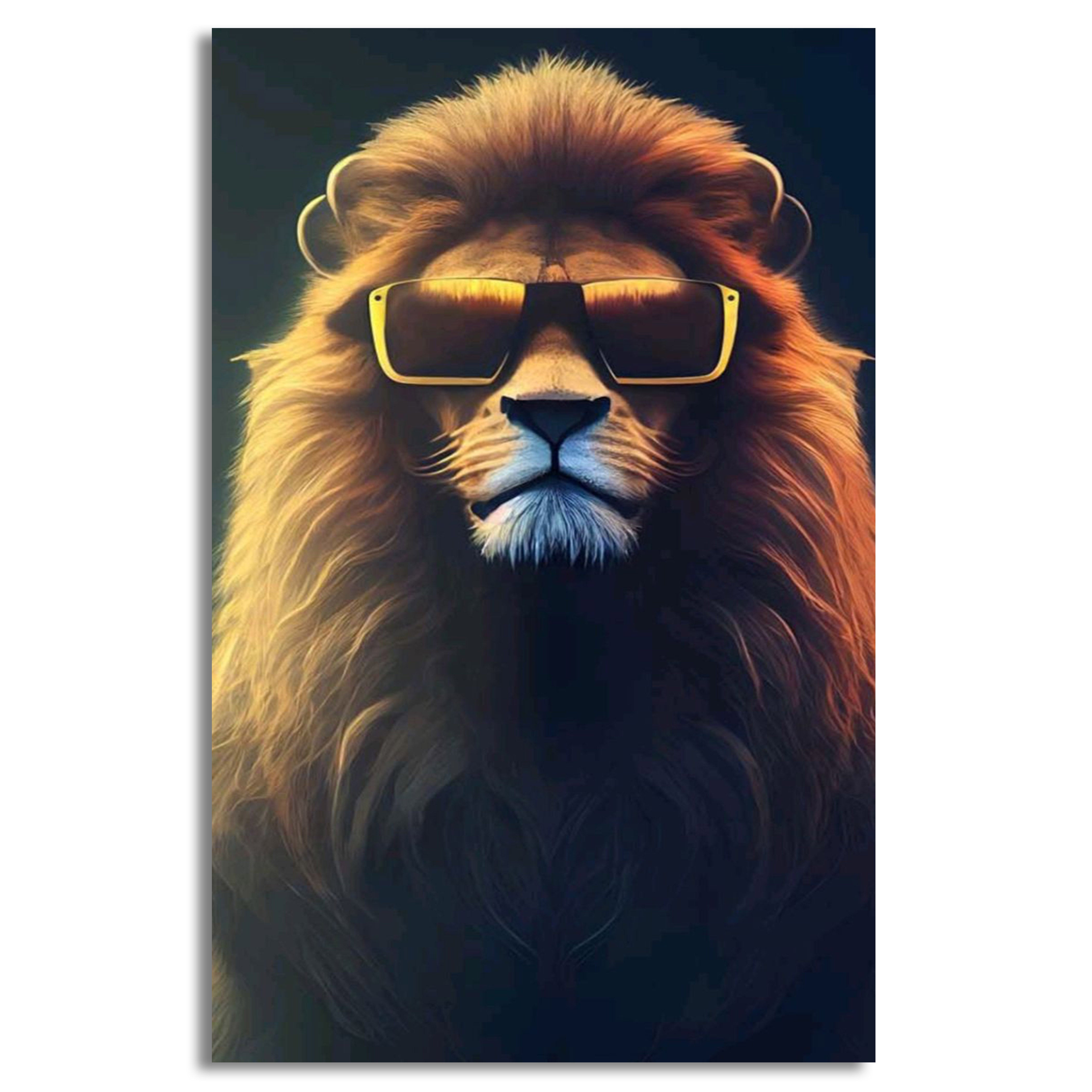 A Lion wearing sun glasses | Wall Art