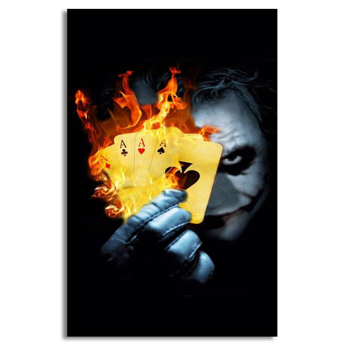 Joker hand burning cards  Wall Art