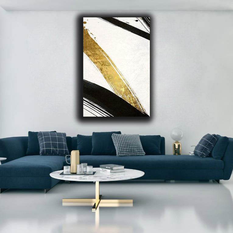 Black And Gold Harsh Slashing Abstract | Wall Art 