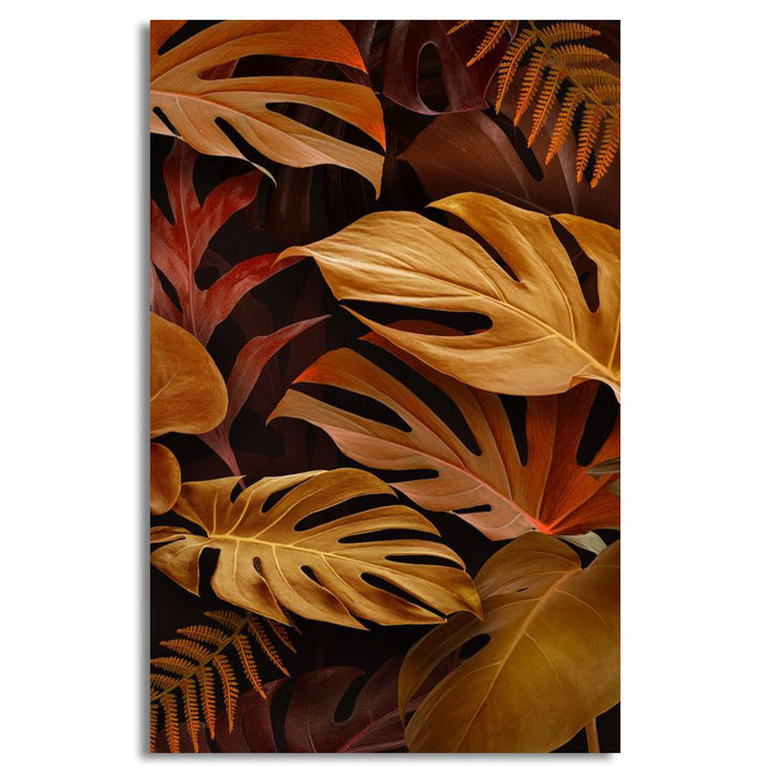 Brown Monstera Deliciosa leaves Design | Wall Art