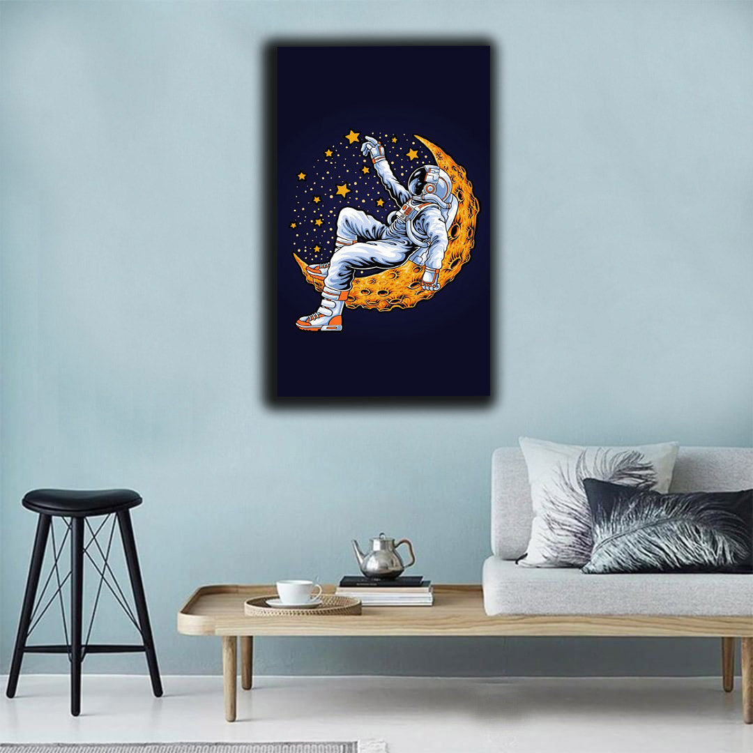 Astronaut sitting on moon | Wall Art — Portray | Improve Your Space