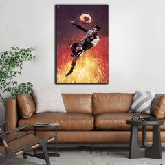 Ronaldo With Football Flame  Wall Art